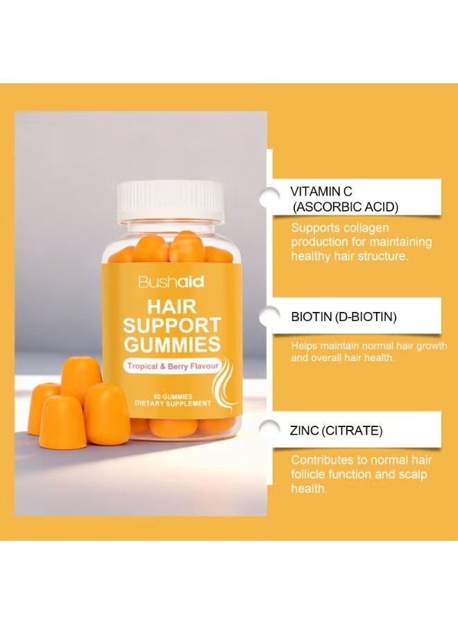 بوشيد Bushaid Hair Gummies (60 Gummies) - علكة ذات نكهة الكولاجين مصممة خصيصا للنساء. يمنع تساقط الشعر، ويعزز نمو الشعر، ويغذي الشعر. - Image 3